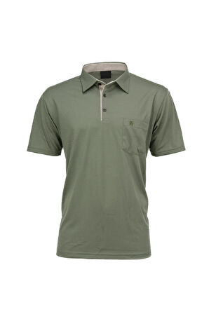 Oppland Erkek Gömlek Yaka Cepli Kısa Kollu Normal Kesim Tam Kalıp Premium Pamuklu Kumaş T-shirt