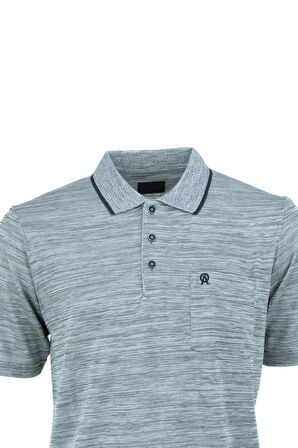 Oppland Erkek Polo Yaka Cepli Kısa Kol Puntolu Kırçıllı Desenli Tam Kalıp Pamuklu Kumaş T-Shirt