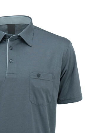 Oppland Erkek Gömlek Yaka Cepli Kısa Kollu Normal Kesim Tam Kalıp Premium Pamuklu Kumaş T-shirt