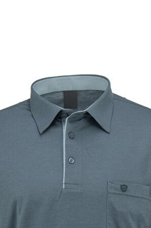 Oppland Erkek Gömlek Yaka Cepli Kısa Kollu Normal Kesim Tam Kalıp Premium Pamuklu Kumaş T-shirt