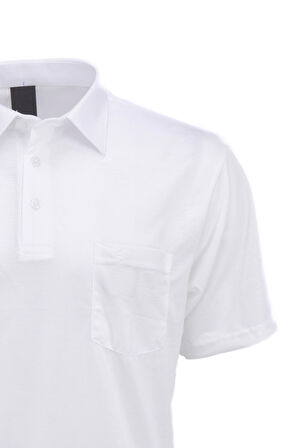 Oppland Erkek Gömlek Yaka Cepli Kısa Kollu Normal Kesim Tam Kalıp Premium Pamuklu Kumaş T-shirt