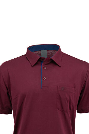 Oppland Erkek Gömlek Yaka Cepli Kısa Kollu Normal Kesim Tam Kalıp Premium Pamuklu Kumaş T-shirt