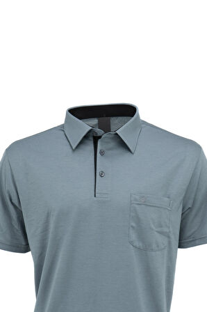 Oppland Erkek Gömlek Yaka Cepli Kısa Kollu Normal Kesim Tam Kalıp Premium Pamuklu Kumaş T-shirt