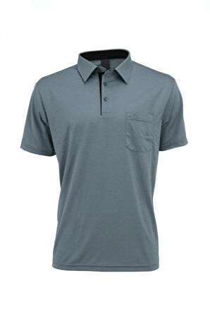 Oppland Erkek Gömlek Yaka Cepli Kısa Kollu Normal Kesim Tam Kalıp Premium Pamuklu Kumaş T-shirt