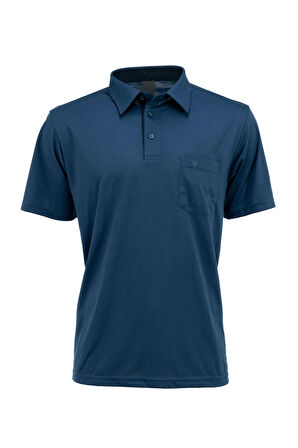 Oppland Erkek Gömlek Yaka Cepli Kısa Kollu Normal Kesim Tam Kalıp Premium Pamuklu Kumaş T-shirt