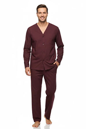 Oppland Erkek Pijama Takımı Pamuk Kumaş Klasik Model Cepli Rahat Tam Kalıp OPEPT26PIEROMOD95