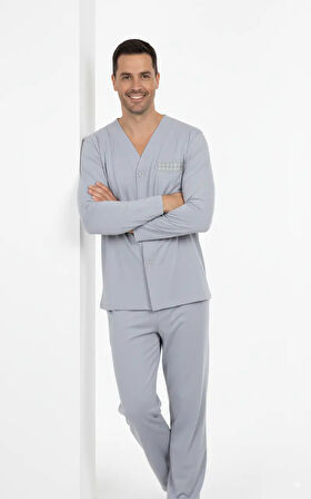 Oppland Erkek Pijama Takımı Pamuk Kumaş Klasik Model Cepli Rahat Tam Kalıp OPEPT26PIEROMOD95