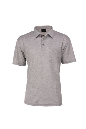 Oppland Erkek Pamuklu Kumaş T-Shirt Düğmeli Gömlek Yaka Cepli Kısa Kollu Şık Nokta Desenli Tam Kalıp