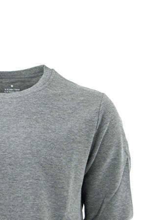 Oppland Erkek Gri Kışlık-Mevsimlik Ottoman Dokuma Rahat Kesim Likralı Pamuklu Sweatshirt