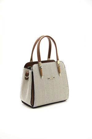 Silver Polo  Kadın Omuz Çantası 1136-44490 SILVER POLO BAYAN ÇANTASI M132 BEJ-MAT TABA