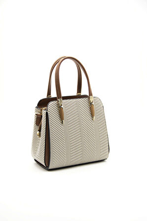 Silver Polo  Kadın Omuz Çantası 1136-44490 SILVER POLO BAYAN ÇANTASI M132 BEJ-MAT TABA