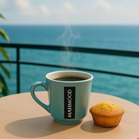 Mahmood Coffee Mottolu Mavi Porselen Kupa 300 ml