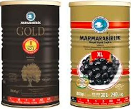 Marmarabirlik Gold XL Siyah Zeytin Teneke 800 G + Salamura 201-230 KB XL Siyah Zeytin Teneke 800 G