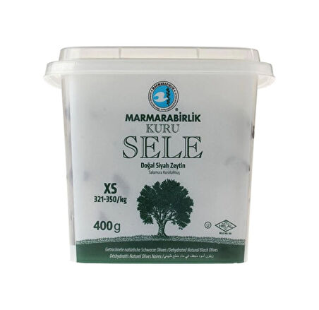 Marmarabirlik Doğal Kuru Sele 321-350 KB XS Siyah Zeytin Kutu 400 G