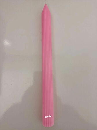 qosrix Pudra Pembe Şamdan Soya Mumu 1. Kalite Soya Doğal Pudra Kokulu Uzun Çubuk Konik Dekoratif Mum 1 Adet