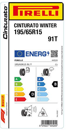 Pirelli 195/65R15 91T Cinturato Winter D-B-70 Kış Oto Lastiği (Üretim Yılı: 2024)