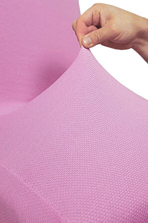 Spandex Mikro Petek Kumaş Likralı Lastikli Tüylenmez 6'lı Sandalye Kılıfı Kaliteli Sandalye Örtüsü - PUDRA 