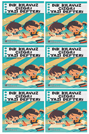 1. Sınıf Yeni Müfredata Uygun Dik Kılavuz Çizgili Yazı Defteri Orta Boy (6 Adet)