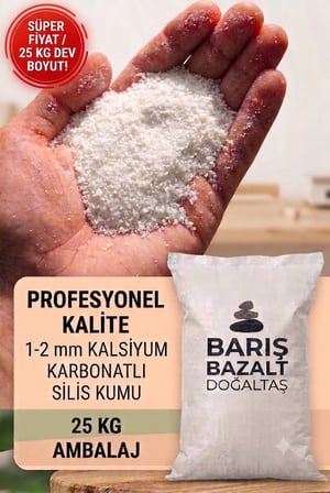 25 Kg 1-2 mm Beyaz Akvaryum Kumu Kalsiyum Karbonatlı Silis Kumu Dekoratif Akvaryum Taban Kumu