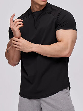 Erkek Spor Tişört Running Sports Gym Reglan Oval Kesim Penye T-shirt OVALT-SHİRT