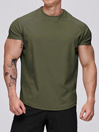 Erkek Spor Tişört Running Sports Gym Reglan Oval Kesim Penye T-shirt OVALT-SHİRT