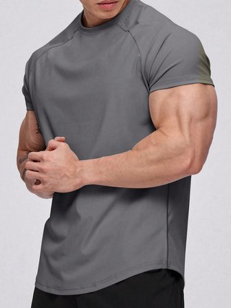 Erkek Spor Tişört Running Sports Gym Reglan Oval Kesim Penye T-shirt OVALT-SHİRT