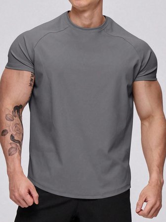 Erkek Spor Tişört Running Sports Gym Reglan Oval Kesim Penye T-shirt OVALT-SHİRT