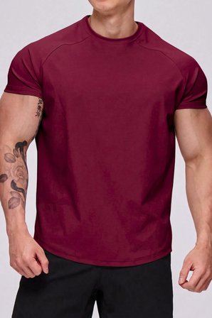 Erkek Spor Tişört Running Sports Gym Reglan Oval Kesim Penye T-shirt OVALT-SHİRT
