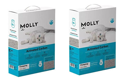 Molly Aktif Karbonlu Topaklanan Kedi Kumu 10 Lt. X 2 Adet