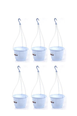Omnipazar SO-SM02 Safir Makrome Askılı Balkon Saksı 3.4 lt Beyaz 6 Adet