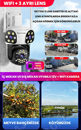 WIFI Güvenlik Kamerası | 9MP | 12V DC | 2 Yönlü Ses | Hareket Algılama | Tam Renki Gece Görüşü | Ala