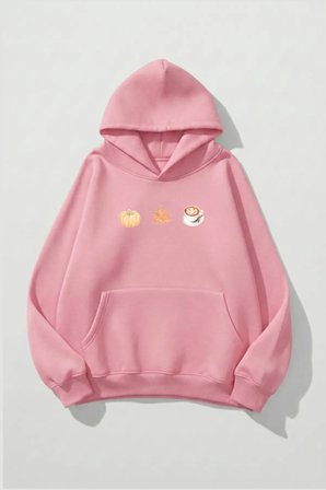 Unisex Yumuşak Dokulu Pumpkin Spice & Cozy Vibes Baskılı Tasarım Oversize 3 İplik Hoodie Sweatshirt