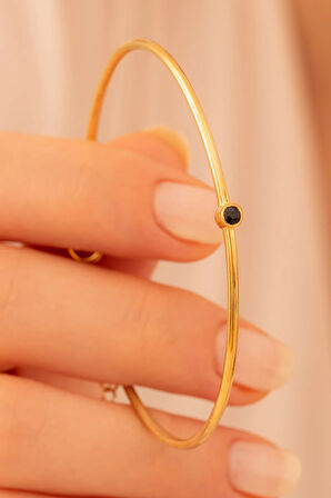 Kadın Gümüş Bileklik - El Yapımı Altın Kaplama Hakiki Safir Taşlı Zarif Kadın Kelepçe