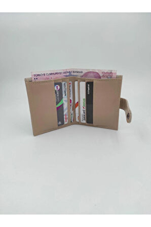 Kağıt Para Bölmeli Çıtçıtlı Suni Deri Cüzdan ve Kartlık