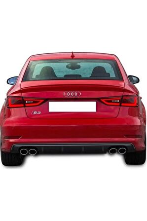 Audi A3 8v (2017-2019) S3 Style Arka Tampon Difüzör (plastik)