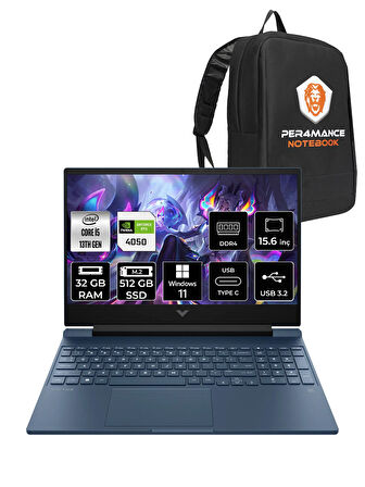 HP Victus 15 i5 13500H 32GB 512GB SSD RTX4050/6GB 144Hz 15.6'' FHD W11H Gaming Laptop & PER4 ÇANTA
