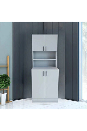 MODA ÇAMAŞIR MAKİNESİ DOLABI, KURUTMA MAKİNESİ DOLABI KAPAKLI BANYO DOLABI - BEYAZ