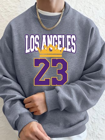 Los Angeles 23 Baskılı Erkek Kapüşonlu Üstleri Sonbahar Bisiklet Yaka Tişörtü Temel Polar Sıc