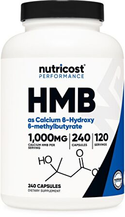 Nutricost, HMB, B-Hydroxy-B-methylbutyrate, 500 mg, 240 Capsules