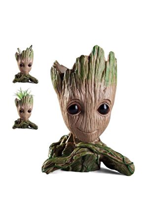 Galaksinin Koruyucuları Baby Groot Figür Elleri Çenesinde Saksı Kalemlik Pla Büyük 15 cm