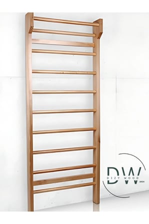 DizyWood Ahşap İsveç Duvarı 80x185 cm – Tırmanma Merdiveni ve Egzersiz Barı