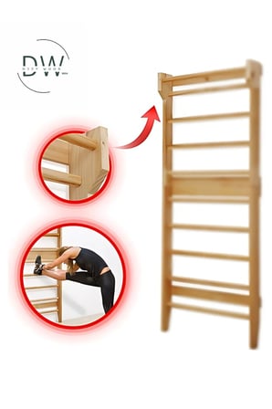 DizyWood Ahşap İsveç Duvarı 80x185 cm – Tırmanma Merdiveni ve Egzersiz Barı