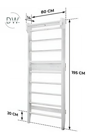 DizyWood Ahşap İsveç Duvarı 80x185 cm – Tırmanma Merdiveni ve Egzersiz Barı
