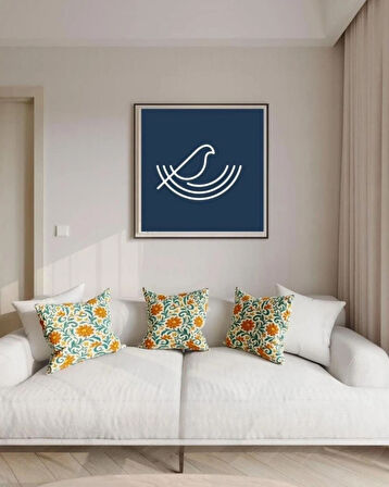 Ovua Çiçek Desenli 2 Adet 3D Digital Baskılı Kırlent KIlıfı Gizli Fermuar