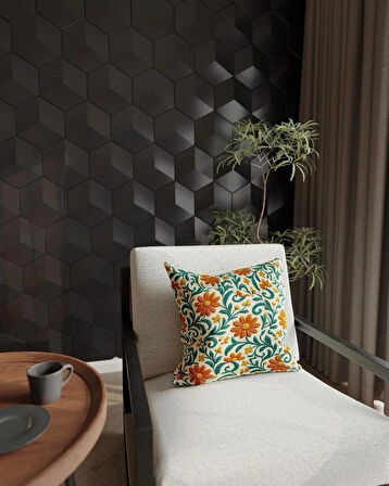 Ovua Çiçek Desenli 2 Adet 3D Digital Baskılı Kırlent KIlıfı Gizli Fermuar