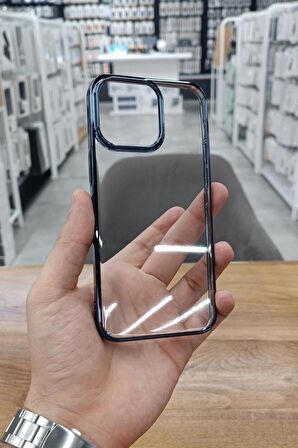 iPhone 15 Pro Kılıf Kamera ve Lens Korumalı Şeffaf Renkli Çerçeveli Sert PC Lüx Kapak 