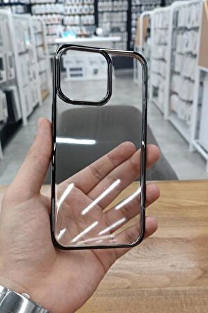 iPhone 15 Pro Kılıf Kamera ve Lens Korumalı Şeffaf Renkli Çerçeveli Sert PC Lüx Kapak 