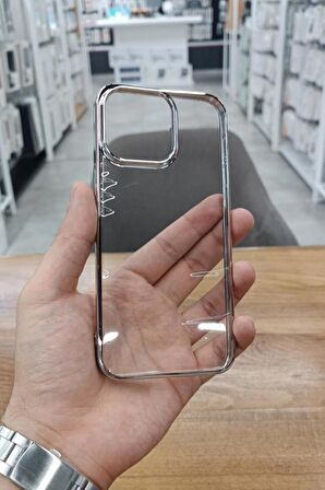 iPhone 15 Pro Kılıf Kamera ve Lens Korumalı Şeffaf Renkli Çerçeveli Sert PC Lüx Kapak 