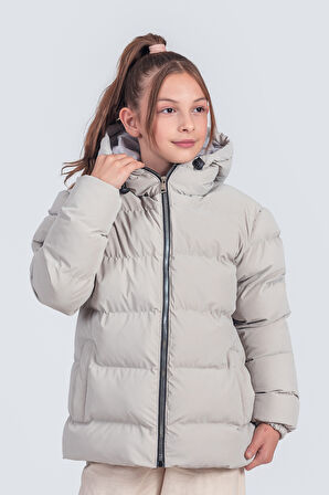 Kız Çocuk Kapüşonlu Nova Kumaş Kışlık Mont KM1010