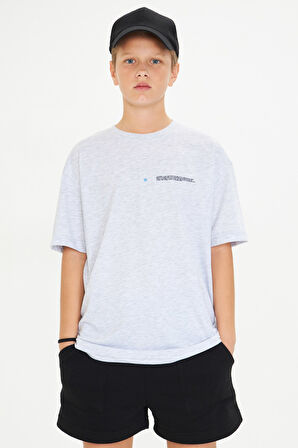 Los Angeles Baskılı %100 Pamuk Oversize Beyaz Unisex Çocuk Tişört